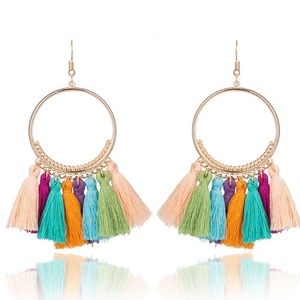 Sale! Long Tassel Fringe Boho Earrings MULTI